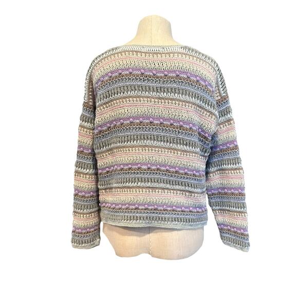 Vintage Purple Stripe Crochet Sweater Women Large Artsy Indie Sleeze Craftcore - Picture 3 of 15